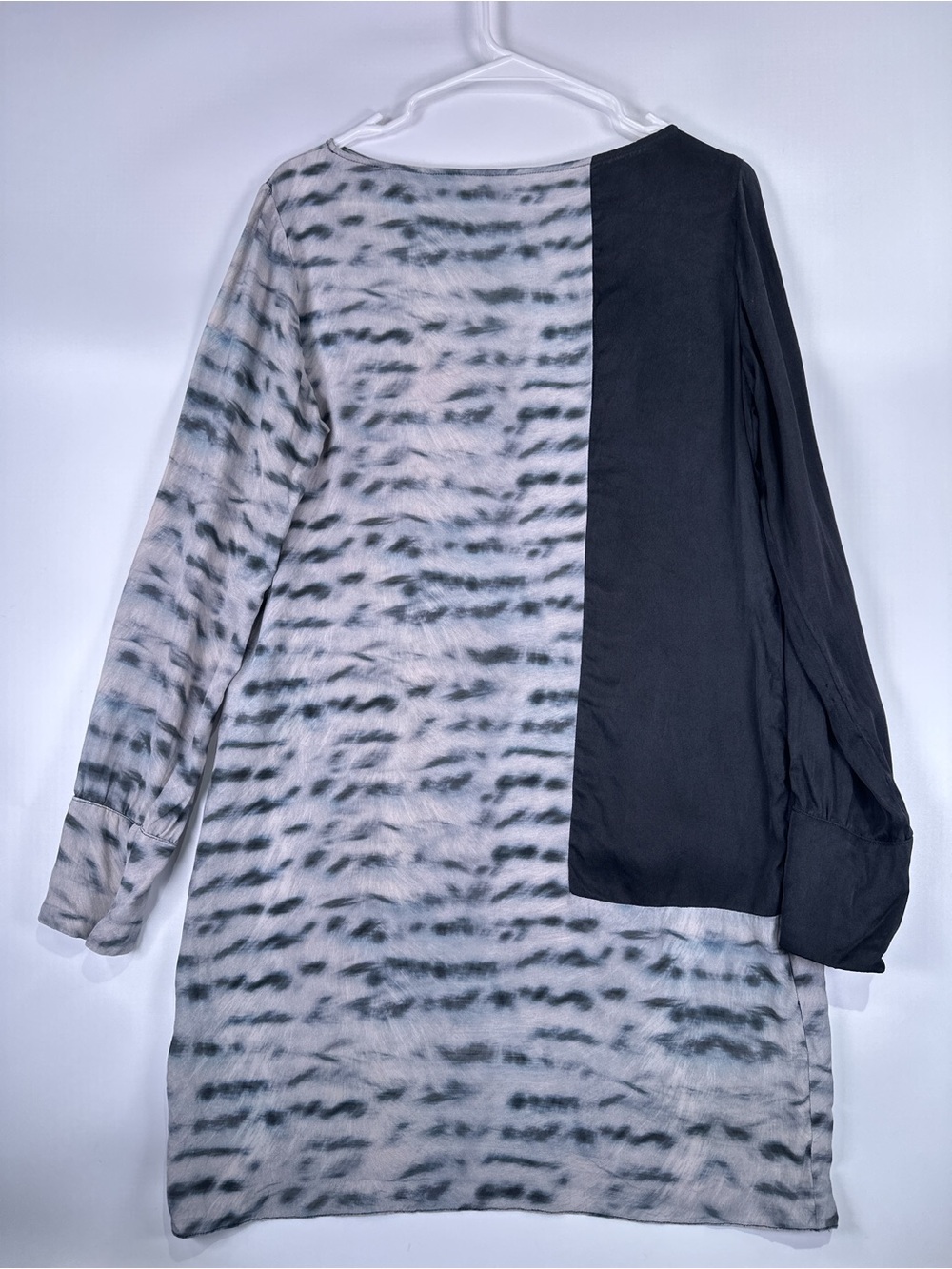 Animale Dress Long Sleeve Zipper Cuff Silk Colorblock Black Gray Med - Picture 4 of 9
